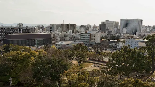 View of Hayashibara Museum of Art from sixth floor